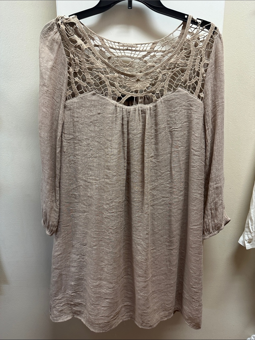 Mine Boho Crochet Yoke Tunic Top/dress in Dusty Rose large